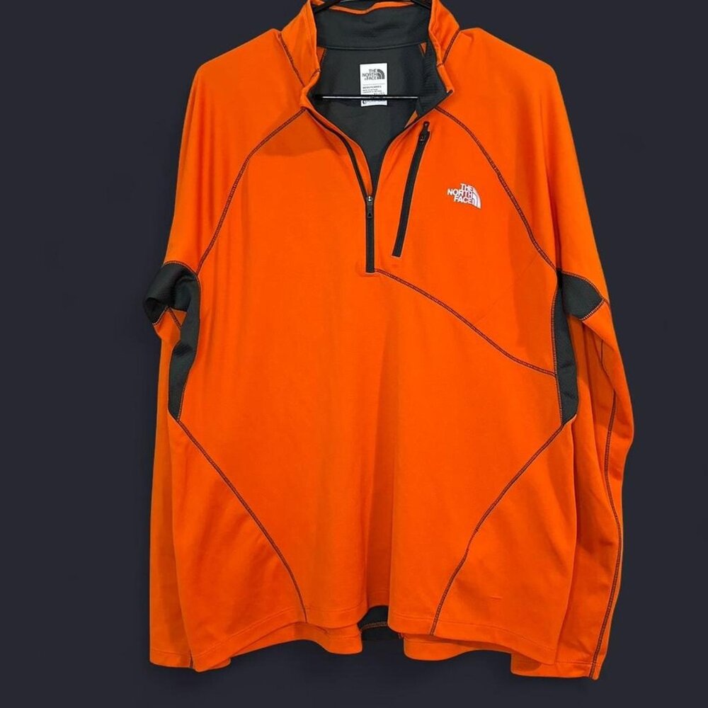 North Face Orange Men Flashdry Longsleeve 1/4 Quarter Zip Shirt Size XL